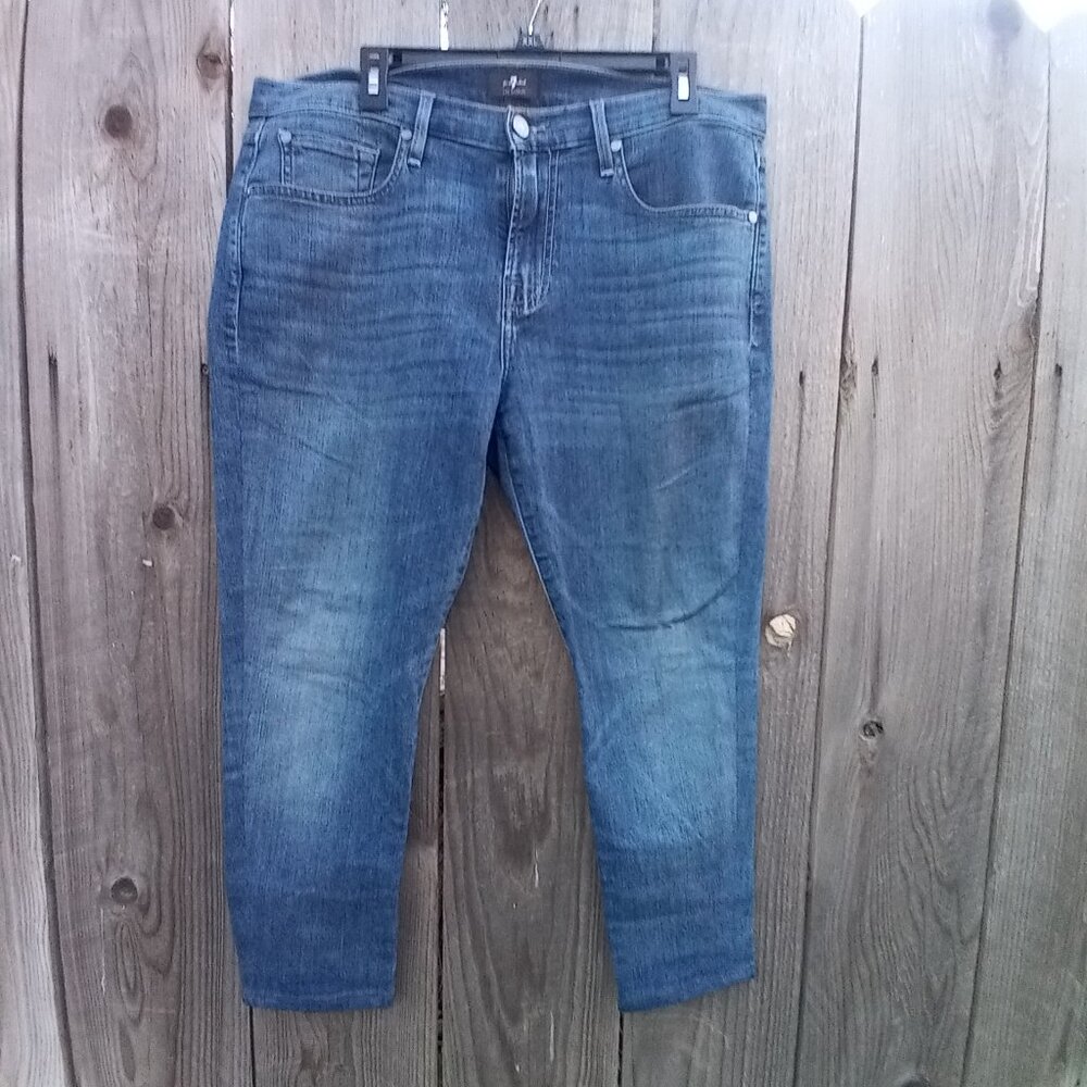 7 For All Mankind Jeans Womens Size 34 Blue The Straight Zip Button Pockets